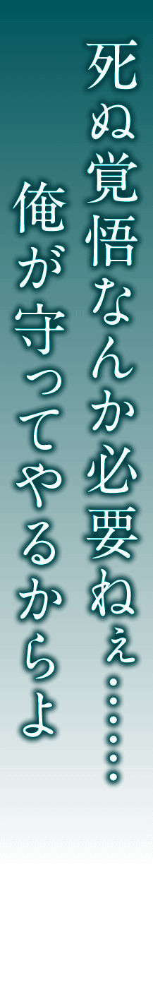 死ぬ覚悟なんか必要ねぇ……俺が守ってやるからよ