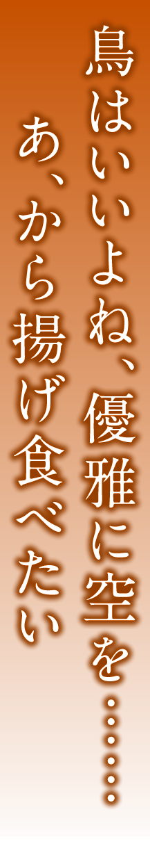 鳥はいいよね、優雅に空を……あ、から揚げ食べたい